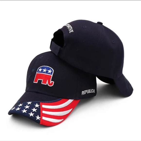 🇺🇸🐘Nicely Embroidered Republican Elephant Logo Stars & Stripes Adjustable Cap - Picture 5 of 9